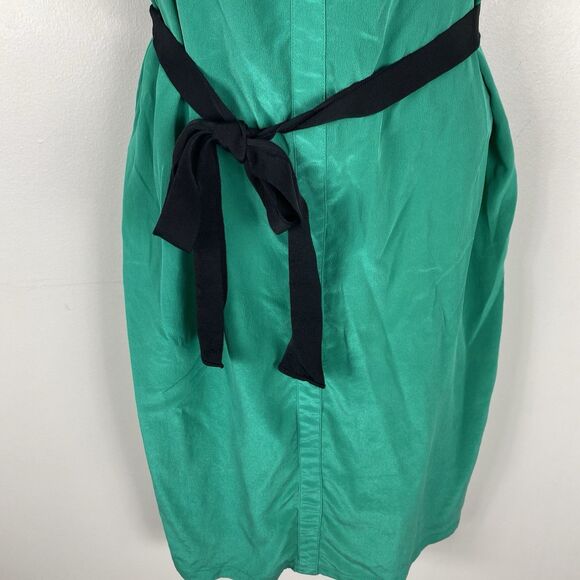 ⭐️ Toupy París 100% Silk Dress Sz L Emerald Green Short Sleeve Work Career Luxe - Picture 4 of 11